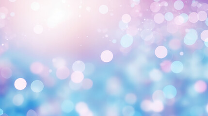 Abstract blur bokeh banner background. Light blue, purple and pale pink bokeh background