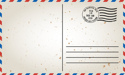 Obraz premium Back of vintage blank postcard USA.