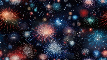 Fototapeta premium a bunch of fireworks are lit up in the night sky with red, white, and blue fireworks in the sky. generative ai