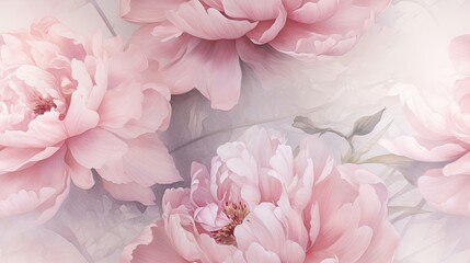  a close up of pink flowers on a white and pink wallpaper with leaves and flowers on a white and pink background.  generative ai