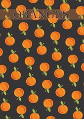 orange fruit seamless background, orange and black