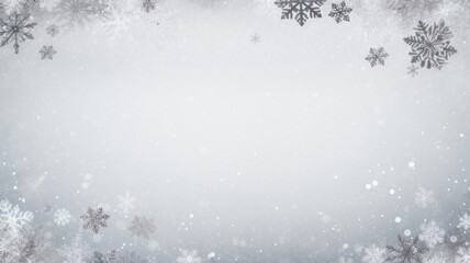 a delicate frame made of snowflakes in pastel gray tones, evoke a winter concept and be presented in a flat lay style with a top view, ample copy space to convey the holiday message.