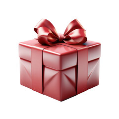 Realistic 3D rendering of an adorable red gift box. Isolated on a white background, suitable for birthday, Christmas, and other celebration icons.
