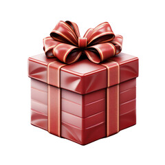 Obraz premium 3D render of red gift box. Realistic rendering of an isolated gift box on a white background, perfect for birthday, Christmas, and other celebration icons.