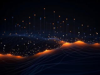 Abstract sci-fi blue and orange background, concept of digital future., AI