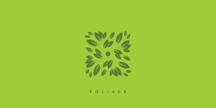 Foliage Logo Designs Green Leaves Icon Symbol Vector Illustration. 