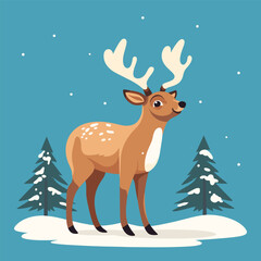 Cute Little Deer in Christmas Winter Season