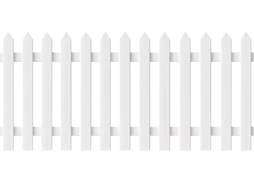 Foto op Plexiglas new white painted wooden fence on transparent background, png file © Olha Vietrova