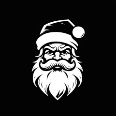 santa claus logo, in the style of black and white realism, a benevolent and caring look facial expression. generative AI