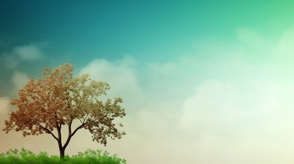 Abstract Eco friendly tree and sky banner,  green and Eco Sustainability background, gradient background of Nature's Green to Earthy Brown to Sky Blue