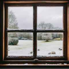 View of winter outside through the window