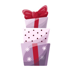 Gift boxes with red bow vector illustration isolated on white