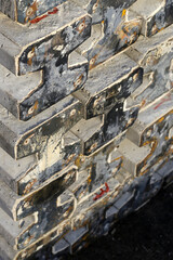 Concrete piles foundation on construction site