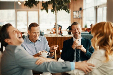 Group of professionals enjoying a coffee break together
