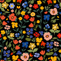 Ditsy simple flower seamless pattern vector. For fashion, fabric, wallpaper, cover, prints. Cute Small colorful flowers background