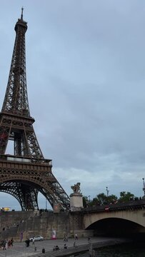 Eiffel Tower with an overcast sky, Paris, France