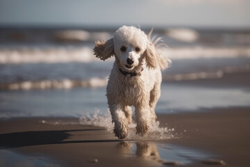 Poodle at the beach