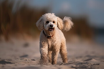 Poodle at the beach