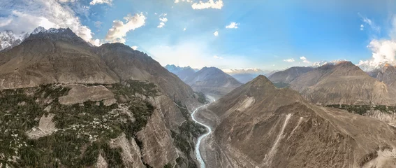 Photo sur Aluminium brossé Himalaya Sunrise at Hunza Valley and Hunza river with azure color , Northern Pakistan, Hunza river creates a breathtaking view for tourist,  