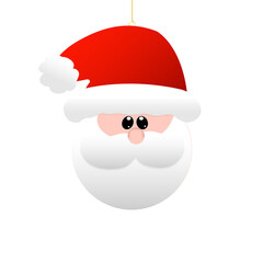 Linda esfera de navidad de papá Noel, con rostro feliz, ilustración vectorial, diseño sin fondo