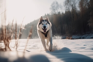 Siberian husky in the snow