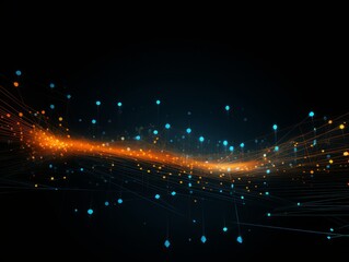 Fototapeta na wymiar Abstract sci-fi blue and orange background, concept of digital future., AI
