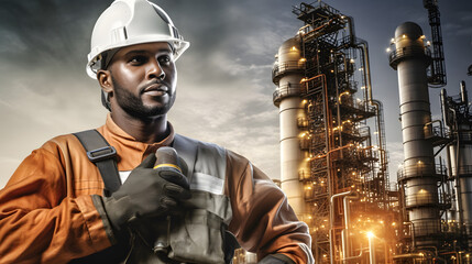 people work in chemical plants with dangerous situation, safety first, Gas processing equipment, Plastic industry innovations, Environmental responsibility, Oil and gas engineering, Chemical synthetic - obrazy, fototapety, plakaty