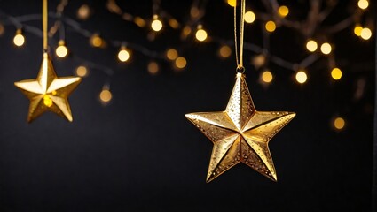Christmas background with hanging star and space for text.