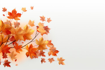 Naklejka na ściany i meble An autumn-themed transparent background features a horizontal border of golden, red, and orange leaves, isolated against a transparent backdrop, providing versatile applications. Generative Ai.