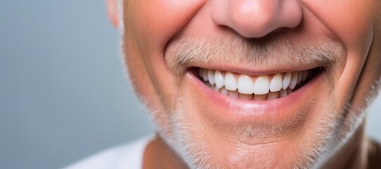 Generative AI, senior man mouth or teeth smiling, hygiene or dental cleaning cosmetic service	
