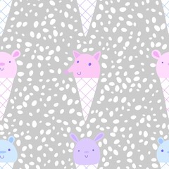 Cartoon animals seamless ice cream pattern for wrapping paper and fabrics and linens and kids clothes print