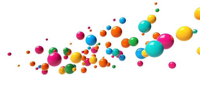 3D rendering colorful round shape bubble ball collection, transparent background. Generative AI