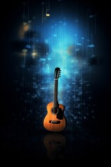 Abstract Music Harmony with guitar, Musical instrument Guitar on colorful background