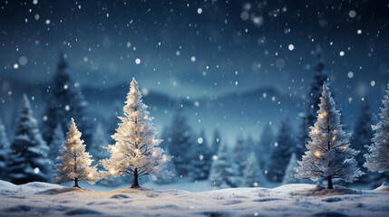 Winter snowy scenery, frozen landscape