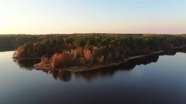 Fall Colors at Falls Lake, Raleigh NC - 4K Drone