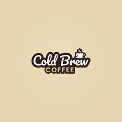 Obraz premium Cold brew coffee logo or Cold brew coffee label vector isolated in flat style. Best Cold brew coffee logo vector for product packaging design element. Cold brew coffee label vector for product packagi