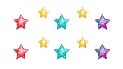 3d render stars, cartoon style cute decoration elements isolated on transparent background. Generative AI