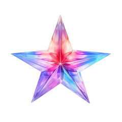 Glossy colorful star isolated on transparent background. Generative AI - obrazy, fototapety, plakaty