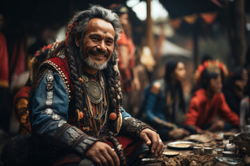 Fototapeta premium A photographer documenting a cultural festival, preserving traditions and diversity through visual storytelling. Generative Ai.