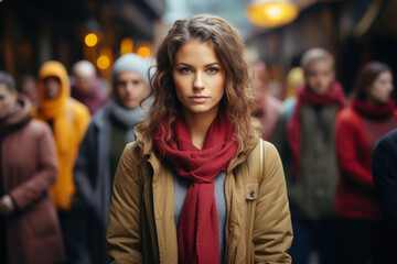 Fototapeta premium A person standing up against discrimination, advocating for ethical treatment of all individuals. Generative Ai.