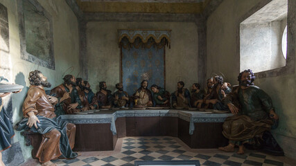 Braga, Portugal - Nov 4, 2021: Last Supper Chapel Interior Scene at Sanctuary of Bom Jesus do Monte...