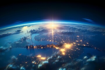 Panoramic view on planet earth  from the space