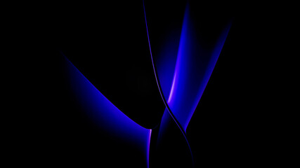 Illustration of a dark background with glowing blue 3D textured shapes with effects