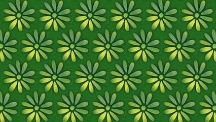 Fototapeta premium Illustration of green yellow background with repeating floral patterns