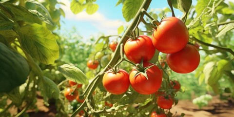 painting of tomato growing in the farm, generative AI