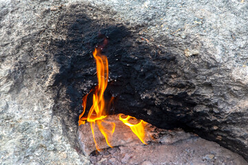 forever burning Chimera fire close-up. travel in turkey
