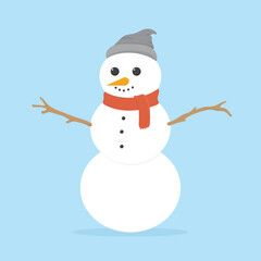 illustration vector graphic of a snowman wearing a scarf and beanie