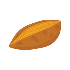 Vector graphic illustration of a warm roasted sweet potato on a white background.  isolated