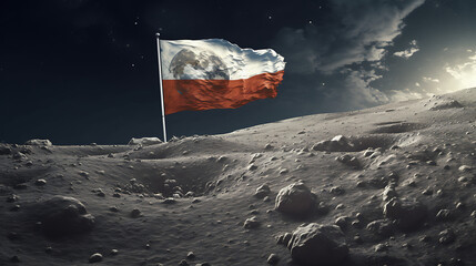 Flag on the moon, landing on the moon, moon flag, space travel