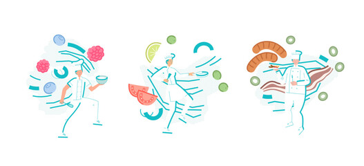 Chef character set. Flat illustration of cooks